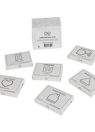 Набір дерев'яних головоломок "wooden mini puzzle set #2" set2en 6 штук