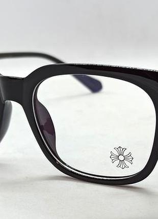Chrome hearts очки унисекс имиджеви брендовые в черной оправе с серебристым логотипом