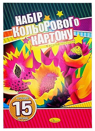 Набір кольорового картону ап-1105 а4-15, 15 аркушів, односторонній вид 2