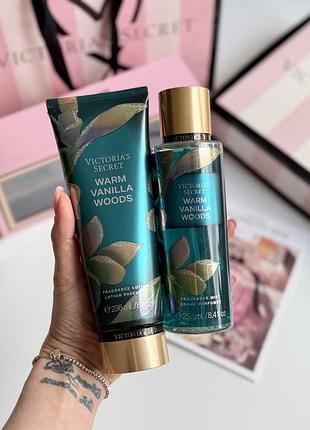 Спрей та лосьйон для тіла warm vanilla woods victoria’s secret