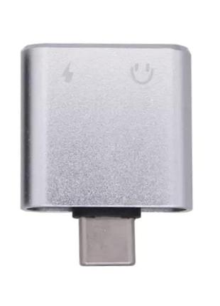 Переходник / адаптер наушников type c to type c + 3.5mm silver