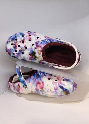 Кроксы утепленные унисекс (стелька не вынимается) сrocs classic lined tie dye clogs (206341-4ts) оригинал, новые