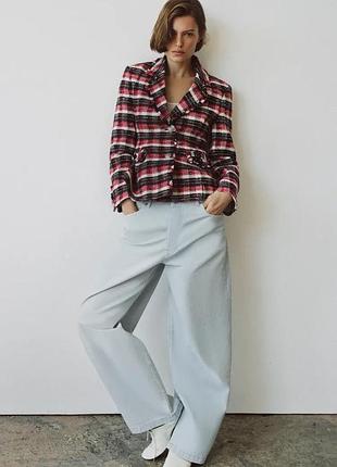 Блейзер zw collection с баской в клетку