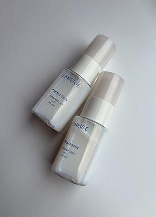 Шовковий тонер-міст laneige mini cream skin milky toner mist with ceramides & peptides for nourishing hydration