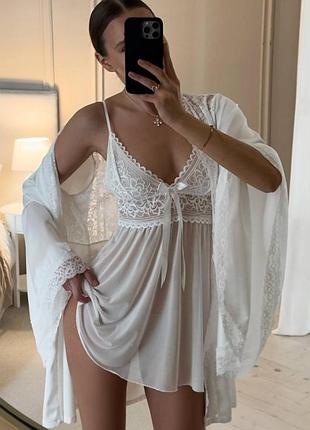 ⭐⭐⭐⭐⭐ 
роскошный кружевной комплект пеньюар и халатик ✨ do4010/1