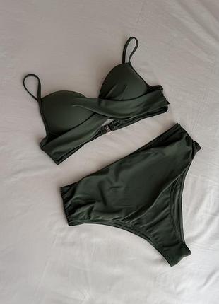 Жіночій роздільний купальник великих розмірів xl-xxl, колір хакі