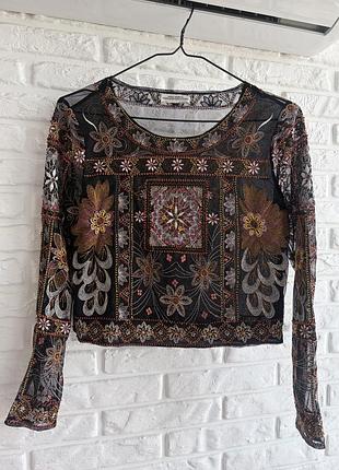 Топ zara з вишивкою бісером