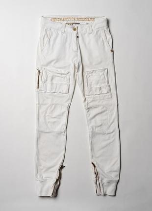 Aeronautica militare white cotton pocket cargo pants women's [pwh017049]