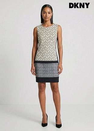 Оригинальное платье оверсайз прямая из комбинированной ткани dkny