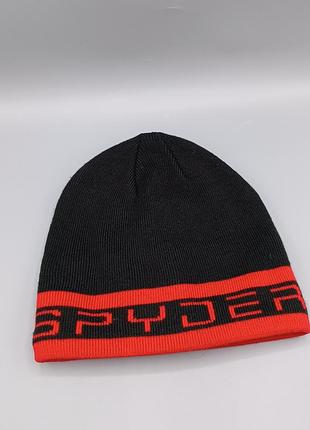 Мужская теплая шапка spyder с черным красным логотипом,