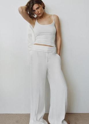Брюки zw collection с широким поясом и льном