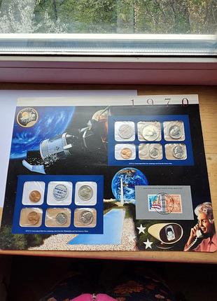 Набор монет сша 1970 года (uncirculated mint set), выпущенный postal commemorative society.