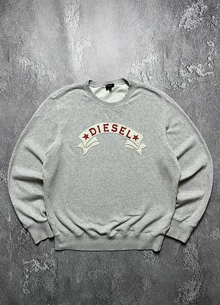 Vintage винтажный винтаж свитшот diesel дизель биг лого большой логотип на лампасах в полоску l
