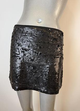 Черная юбка в пайетки s zara юбка пайетки