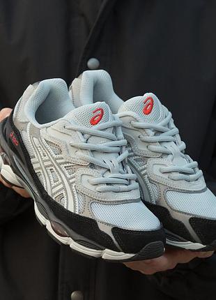 Кроссовки asics gel nyc grey black red