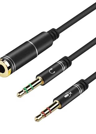 Переходник разветвитель сплиттер y-адаптер aux 3.5 мм - 2x mini-jack 3.5 мм (микрофон + наушники)
