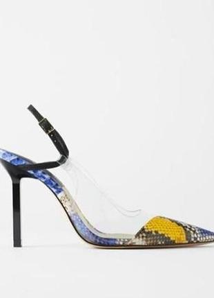 Туфли лодочки с змеиным принтом zara.