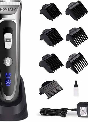 Машинка для стрижки волос homeasy rfc-688b с led дисплеем — аккумуляторная, беспроводная