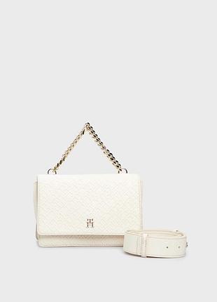 Нова шикарна сумка біла tommy hilfiger th refined med crossover