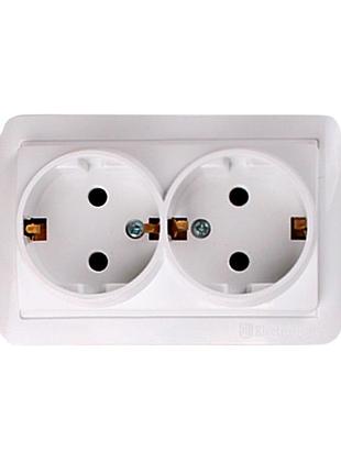 Розетка двойная с заземлением 16а, acura белый