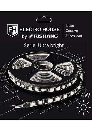 Led лента 14вт 24в smd2835 180 диодов, 1400 лм, теплый белый 3000k, серия ultra bright electro house by rishang