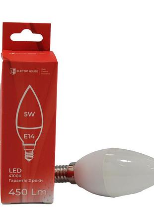 Led лампа с37 5вт e14 4100к 450 лм 165-265 в