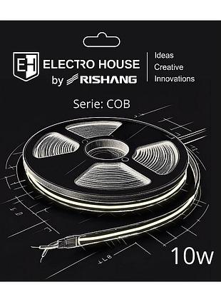 Led лента 10вт 24в cob 320 диодов, 950 лм, нейтральный белый 4000к, серия cob electro house by rishang