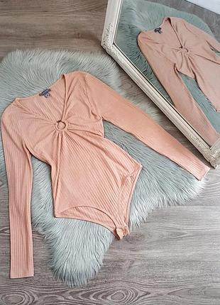 Пудровый боди в рубчик primark