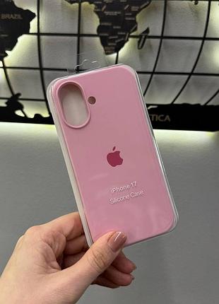 Чохол silicone case з мікрофіброю для iphone 17, якісний чохол-бампер з мікрофіброю для айфон 17 (рожевий)