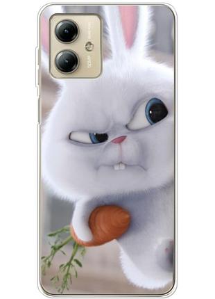 Чохол силіконовий з картинкою на motorola g14 (кролик сніжок)