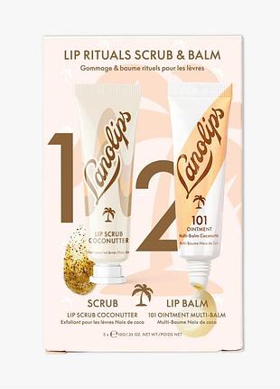 Набір для догляду за губами lip rituals scrub&balm coconutter lanolips