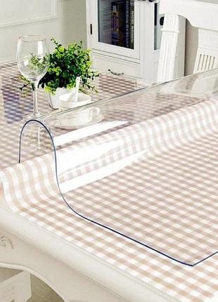 Мягкое стекло прозрачная силиконовая скатерть на стол soft glass защита для мебели 3.9х1.0 м толщина 1.5мм