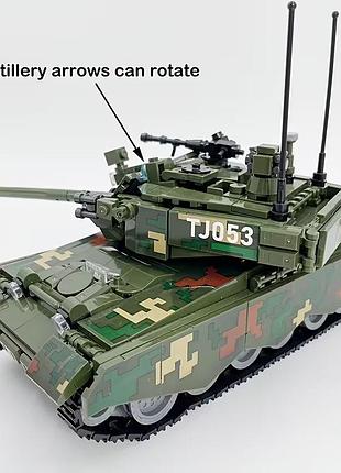 Конструктор танк type 99a1 33,5см на 938 деталей - подвижная башня пушка гусля