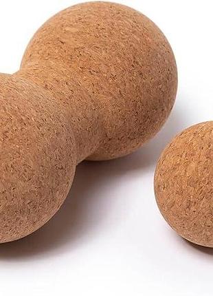 М'ячі масажні пробкові cork massage set 16х8 см і 7 ​​см для самомасажу спини, йоги (fi-1113-fi-1115)