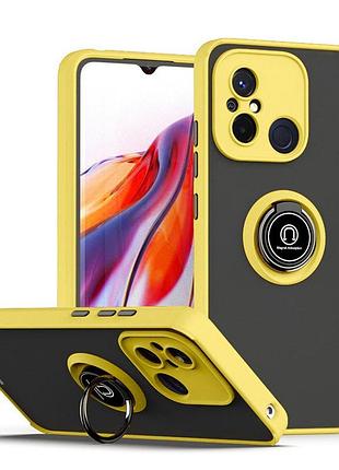 Чехол fiji colorframe для xiaomi redmi 12c матовый бампер с кольцом подставкой yellow