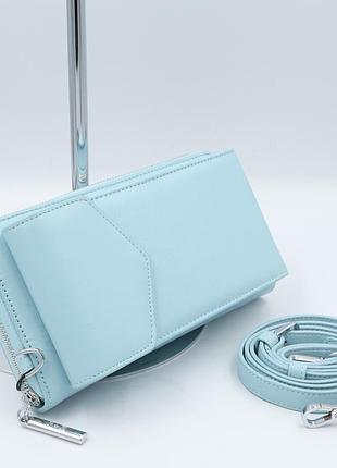 Сумка жіноча шкіряна polina &amp; eiterou c1134h grey blue