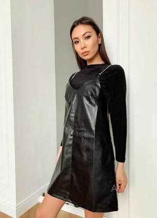 Шкіряний сарафан +гольф на дівчинку