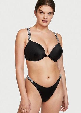 Купальник super push up жіночий victoria’s secret вікторія сікрет оригінал з камінчиками/стразами чорний