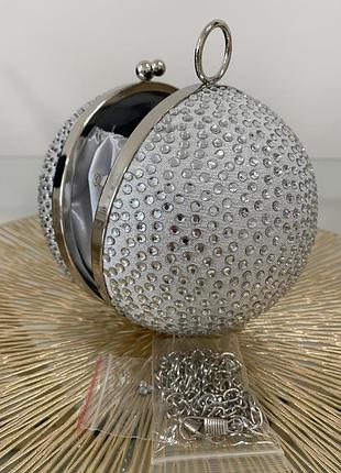 Срібна мінодьер  сумочка-клатч daphne diamante sphere 5