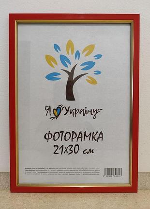 Фоторамка а4 21х30 см красная с золотой вставкой багет 1511-6004 стекло + картон