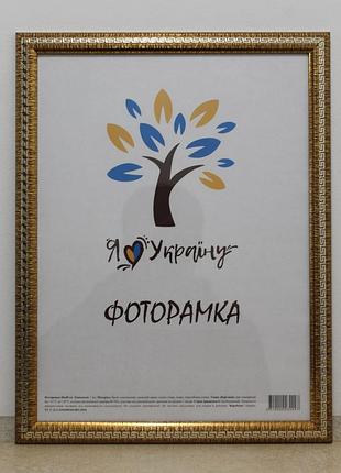 Фоторамка а3 30х42 см., золотая с серебряной змейкой, багет 2416-261s стекло + двп