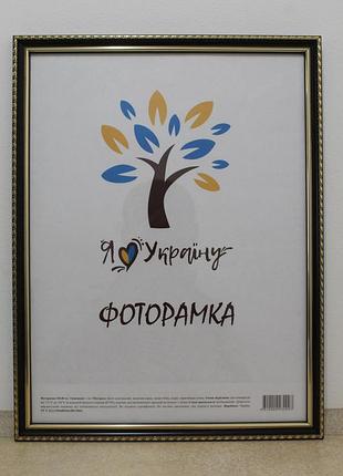 Фоторамка 30х45 см., коричневая с золотым обрамлением, багет 1715-х048 стекло + двп