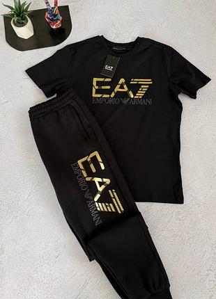 Костюм брюки и футболка armani ea7 black