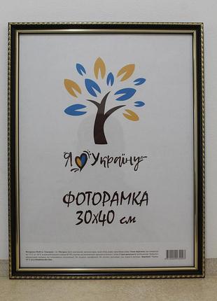 Фоторамка 30х40 см коричневая с золотым обрамлением, багет 1715-х048 стекло + картон