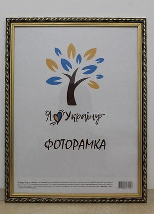Фоторамка 40х50 см., коричневая с золотым обрамлением, багет 2115а-39