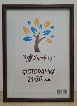Фоторамка а4 21х30 см, коричневая без золотой вставки, багет 1210-в186 б/з оргстекло + двп