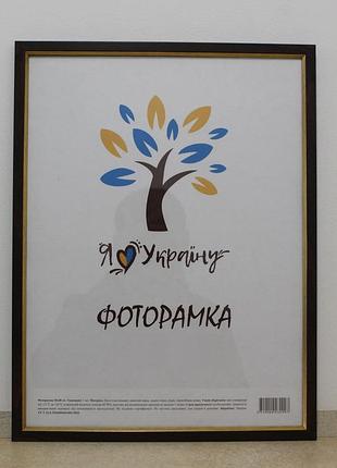 Фоторамка а3 30х42 см., коричневая с золотой вставкой , багет 1511-в84 стекло + двп