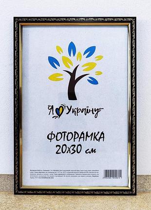 Фоторамка 20х30 см., вишневая с золотым узором, багет 1511а-х054-2 стекло + картон