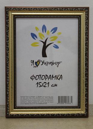 Фоторамка а5 15х21 см золото-коричневая с золотым обрамлением багет 333-х811-10