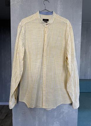 Котонова сорочка чоловіча zara у смужку розмір xl 50